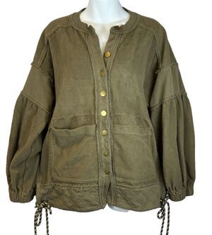 Pilcro Anthropologie Olive Shacket XXS Oversized Cotton Utility Jacket Gorpcore